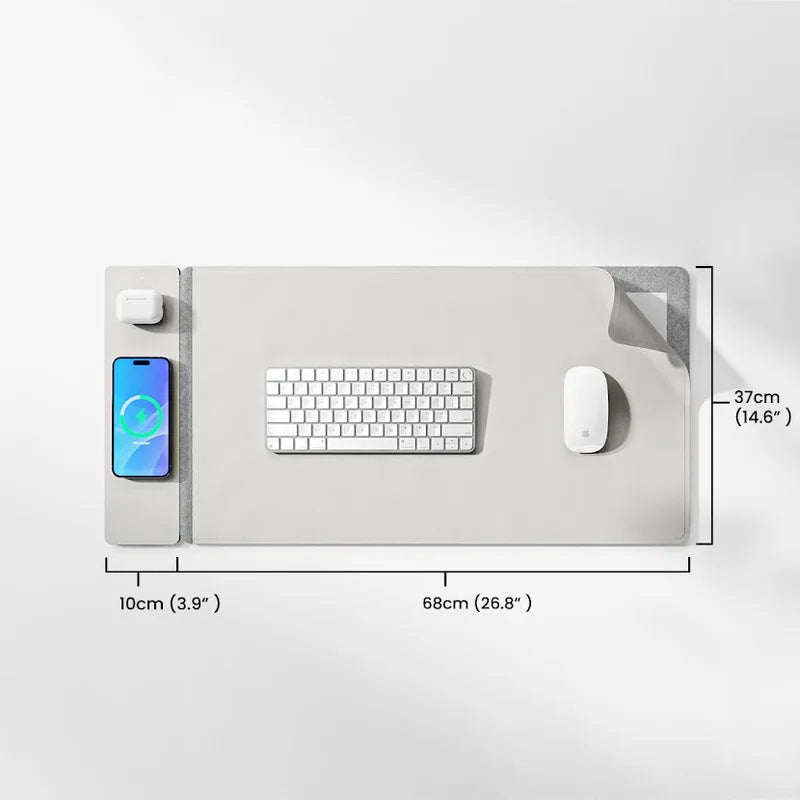 Desk Mat with 3-in-1 Wireless Charging Mouse Pad