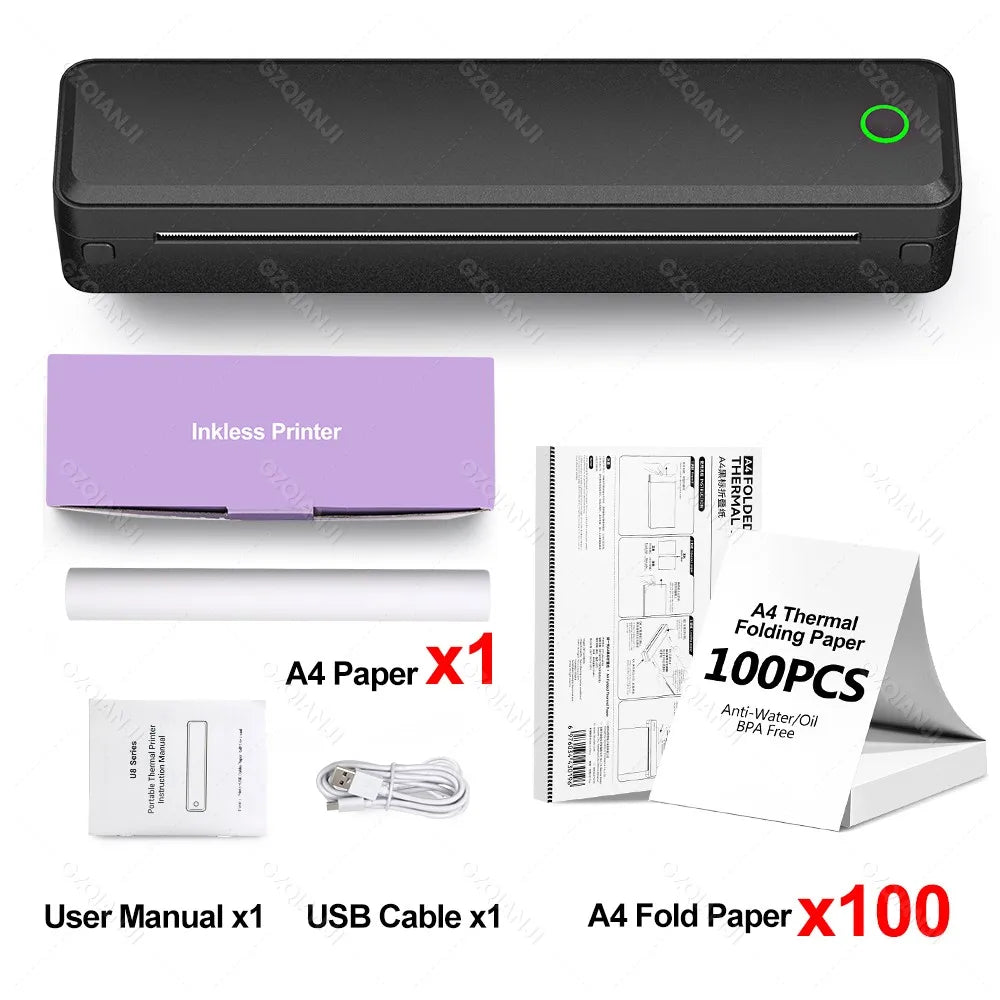 Bluetooth Inkless Portable A4 Thermal Printer