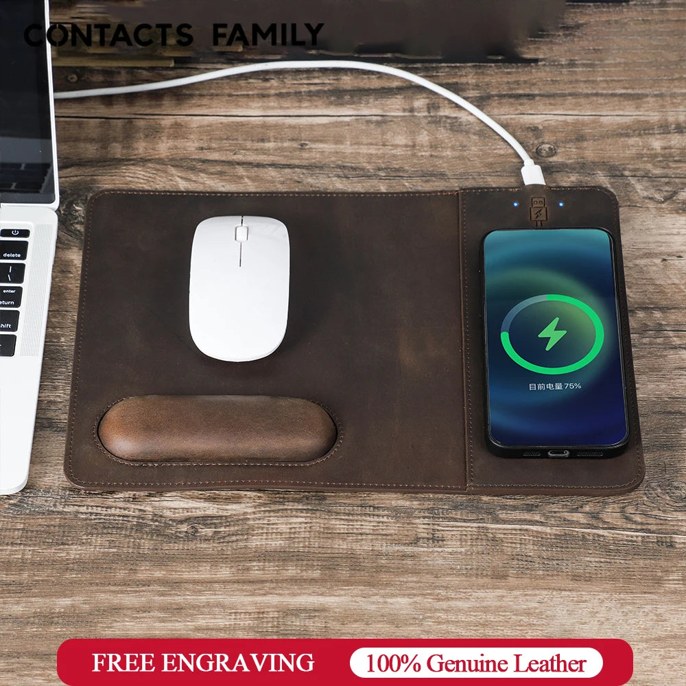 Genuine Leather Charging Mouse Mat