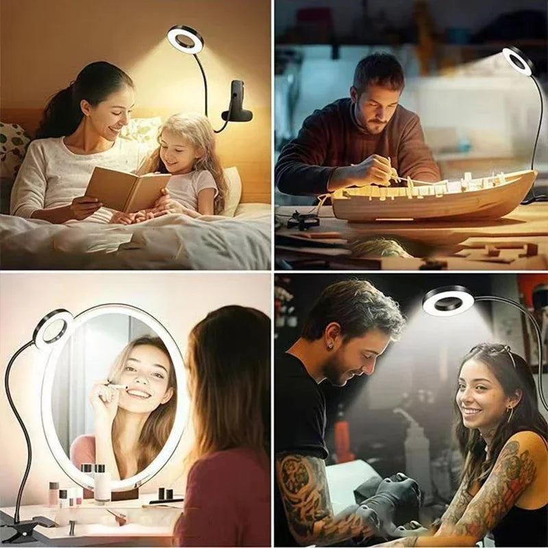 Reading Desk Lamp Bed Dimmable, 3 Modes & 10 Dimming Levels USB Clamp