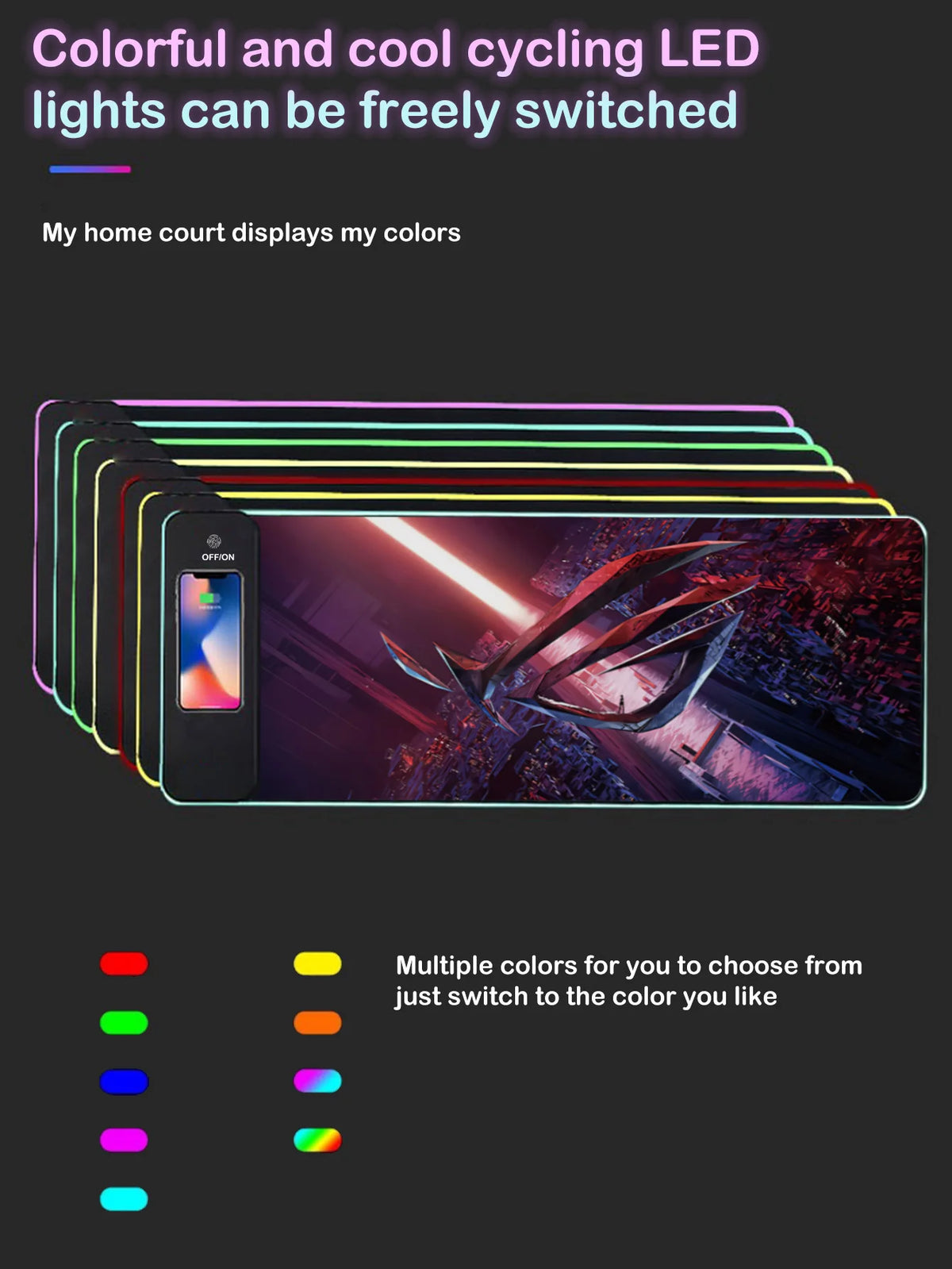 RGB Illuminated Multi - functional 15W Wireless Charging Mouse Pad