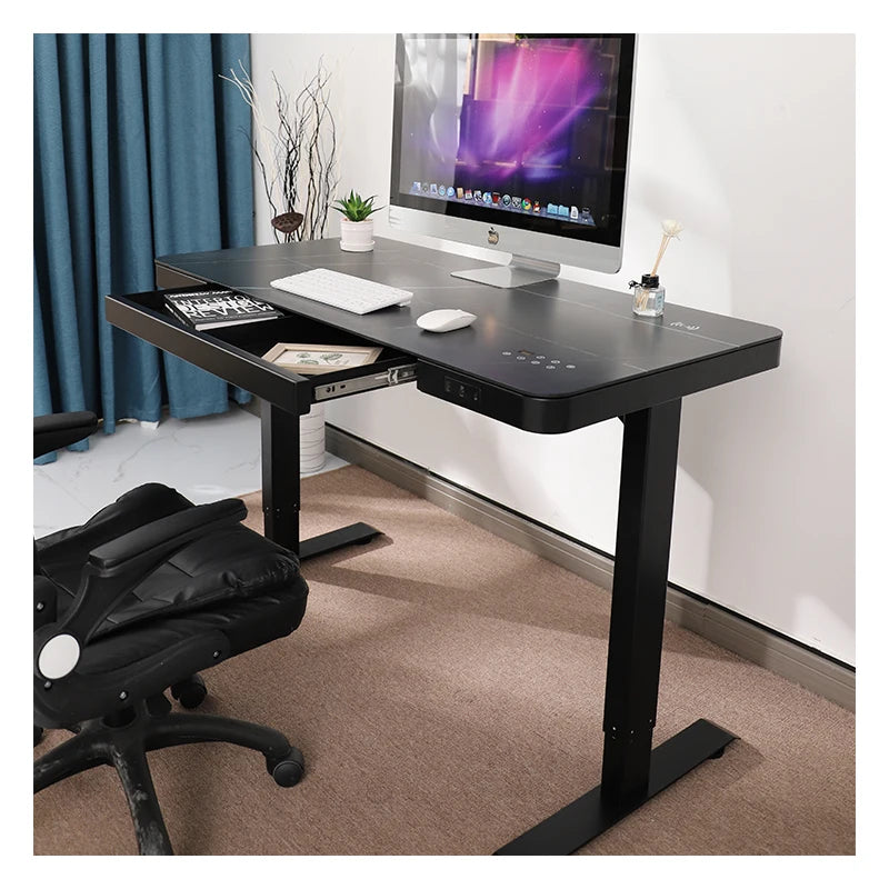 Glass Standing Desk, Wireless Charging Electric Desk