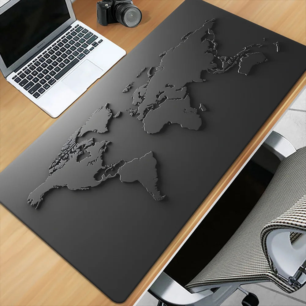Black and Gray Gradient Map Design Mouse Pad Desk Mat