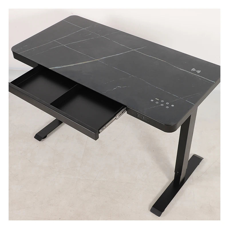Glass Standing Desk, Wireless Charging Electric Desk