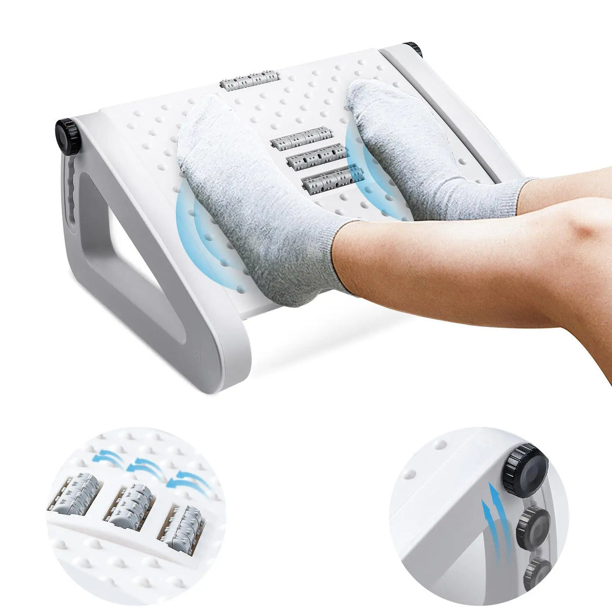 Under Desk Footrest Ergonomic Foot Stool with Massage Rollers