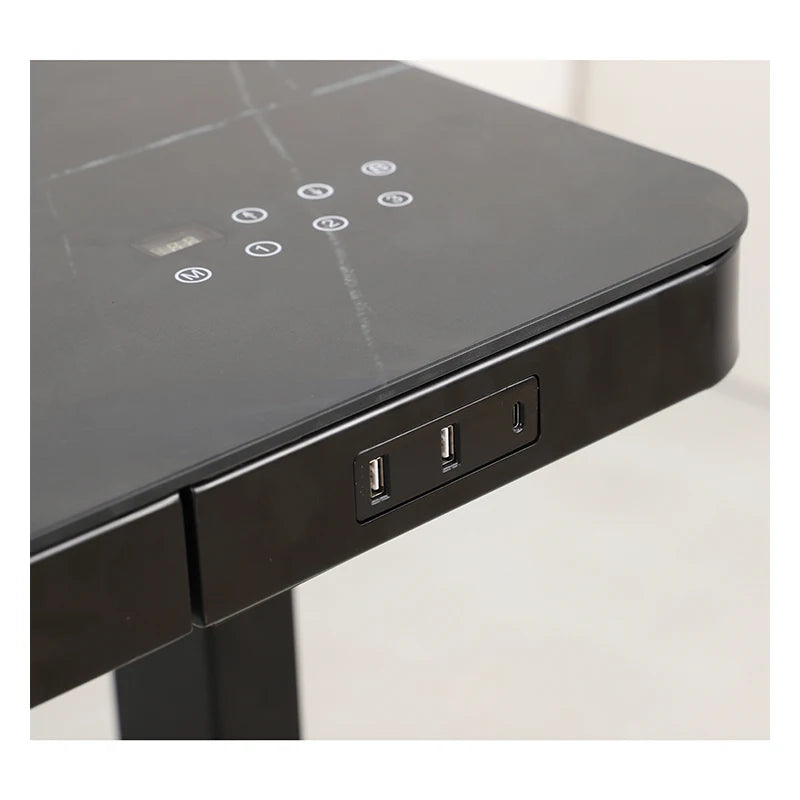 Glass Standing Desk, Wireless Charging Electric Desk
