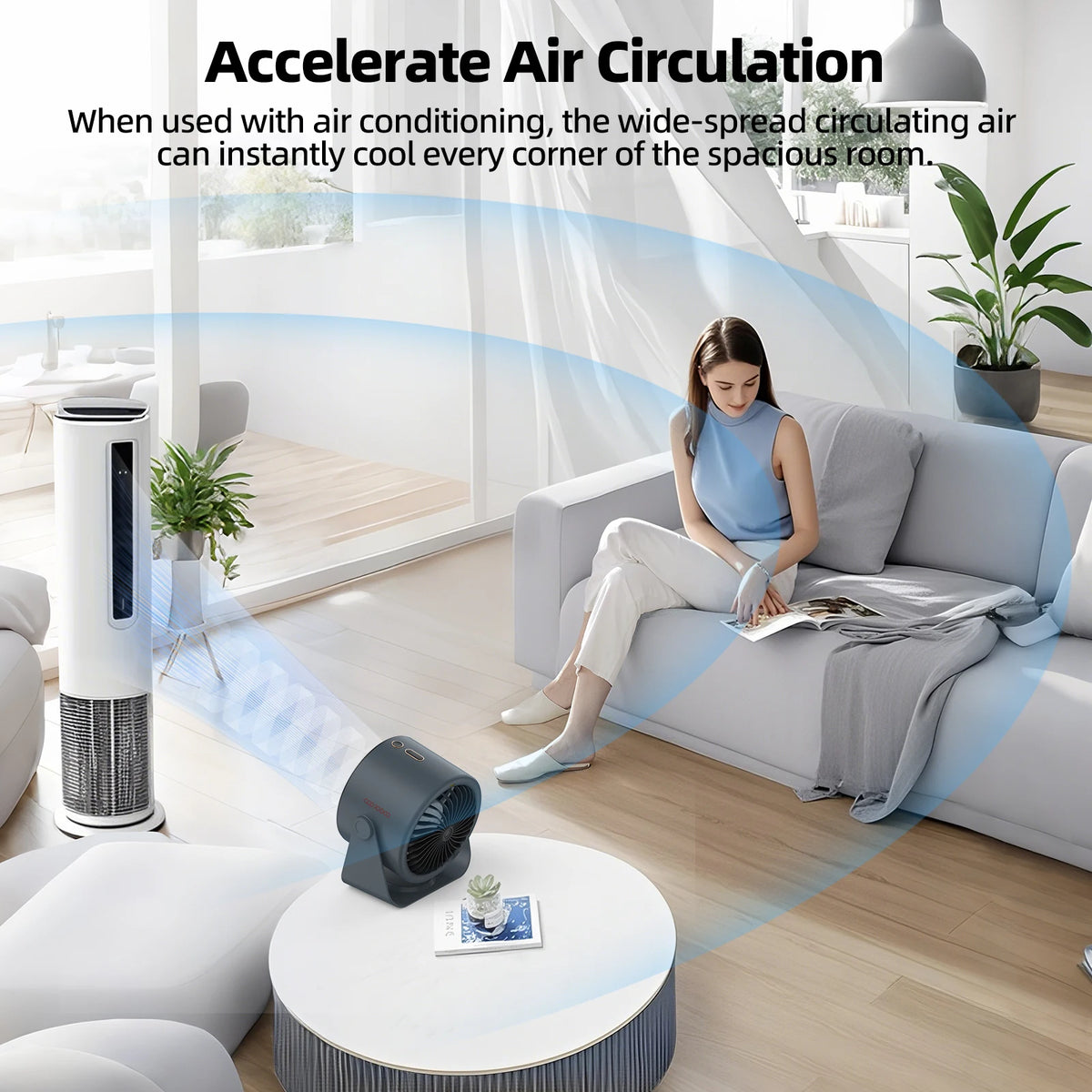 Powerful Rechargeable Turbo Fan – 100-Speed Portable Cooling Fan with LED Light
