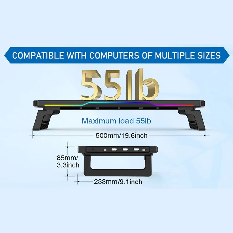 Wireless Charging Computer Stand with RGB Light Monitor Stand