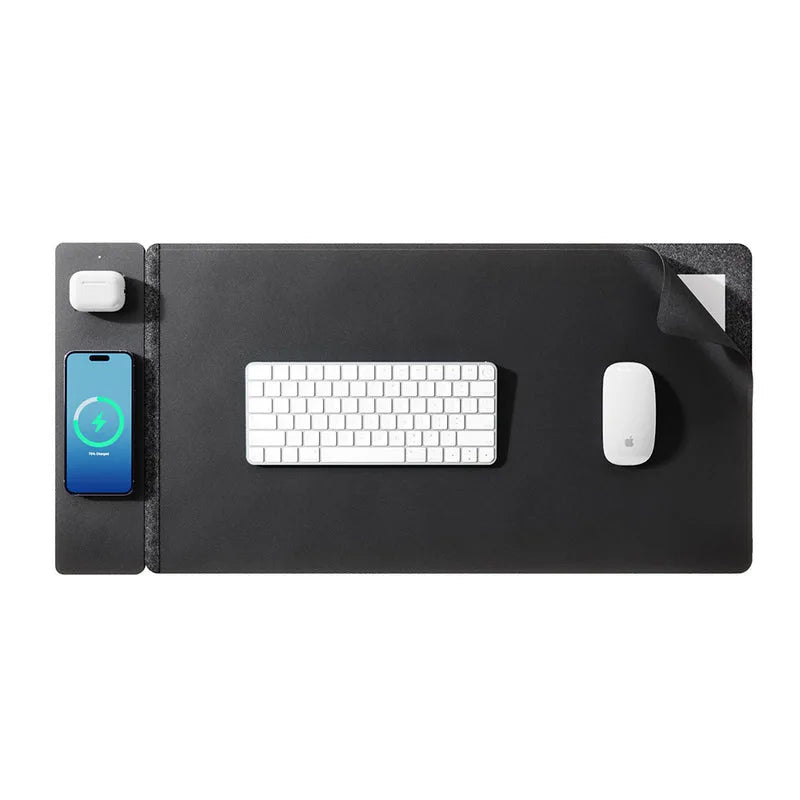 Desk Mat with 3-in-1 Wireless Charging Mouse Pad