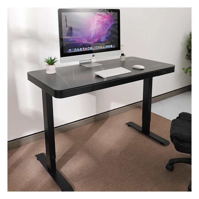 Glass Standing Desk, Wireless Charging Electric Desk