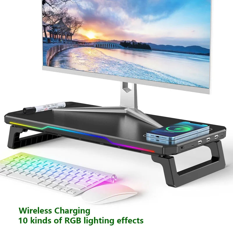 Wireless Charging Computer Stand with RGB Light Monitor Stand
