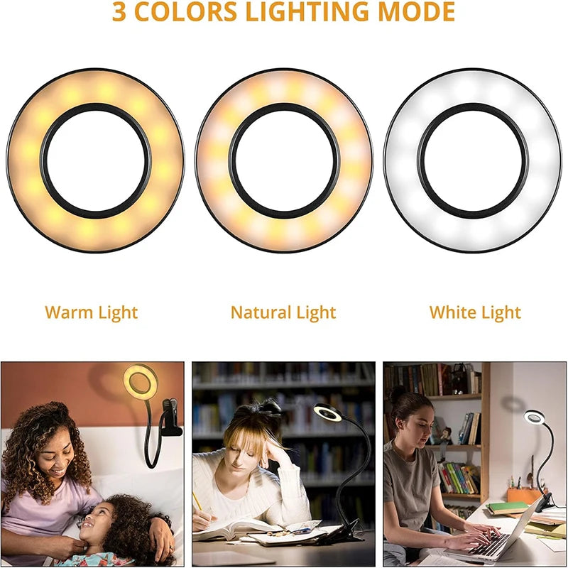 Reading Desk Lamp Bed Dimmable, 3 Modes & 10 Dimming Levels USB Clamp
