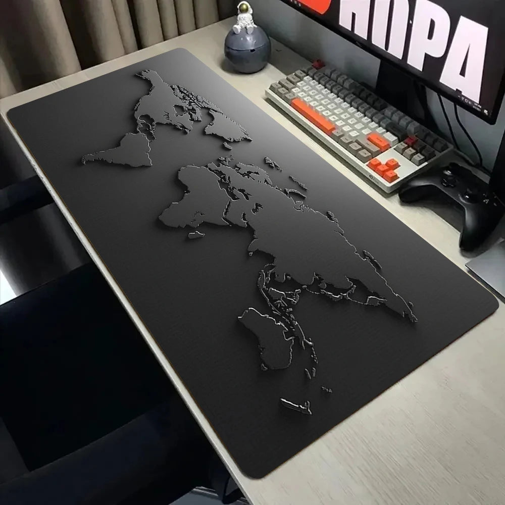 Black and Gray Gradient Map Design Mouse Pad Desk Mat