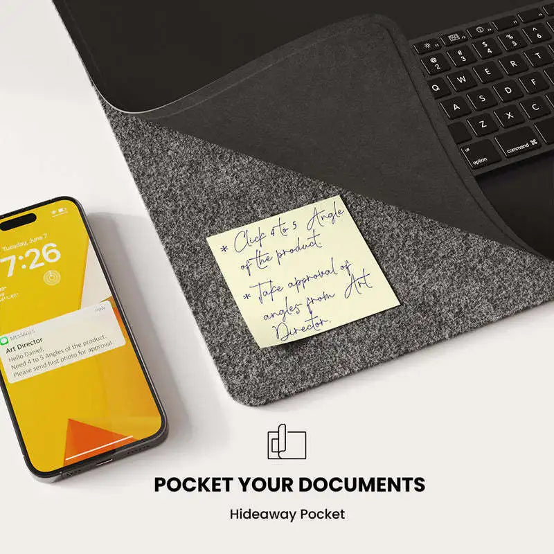 Desk Mat with 3-in-1 Wireless Charging Mouse Pad