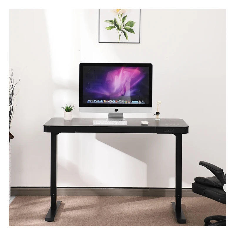 Glass Standing Desk, Wireless Charging Electric Desk
