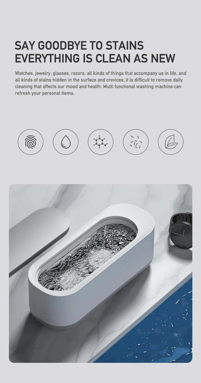 2026 New Ultrasonic Cleaning Machine Vibration Wash Cleaner Jewelry Glasses Cleaner Watch Cleaning Makeup Brush Cleaning Tool