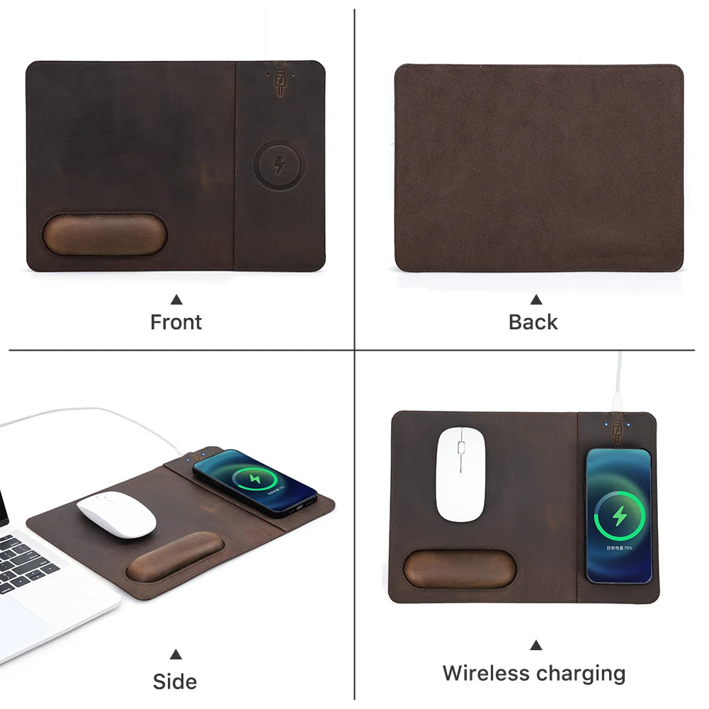 Genuine Leather Charging Mouse Mat