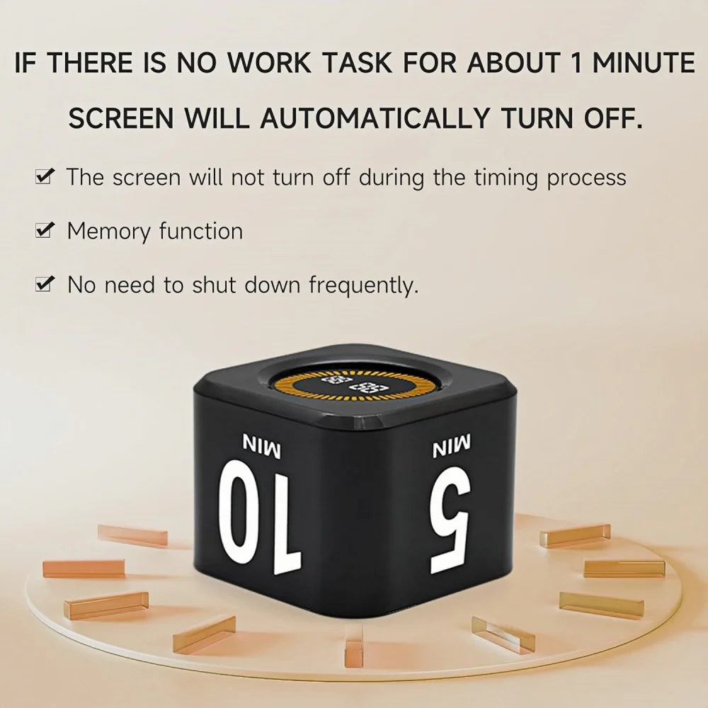 Gravity Sensor Timer Cube for Study, Visual Flip Timer with LED Screen