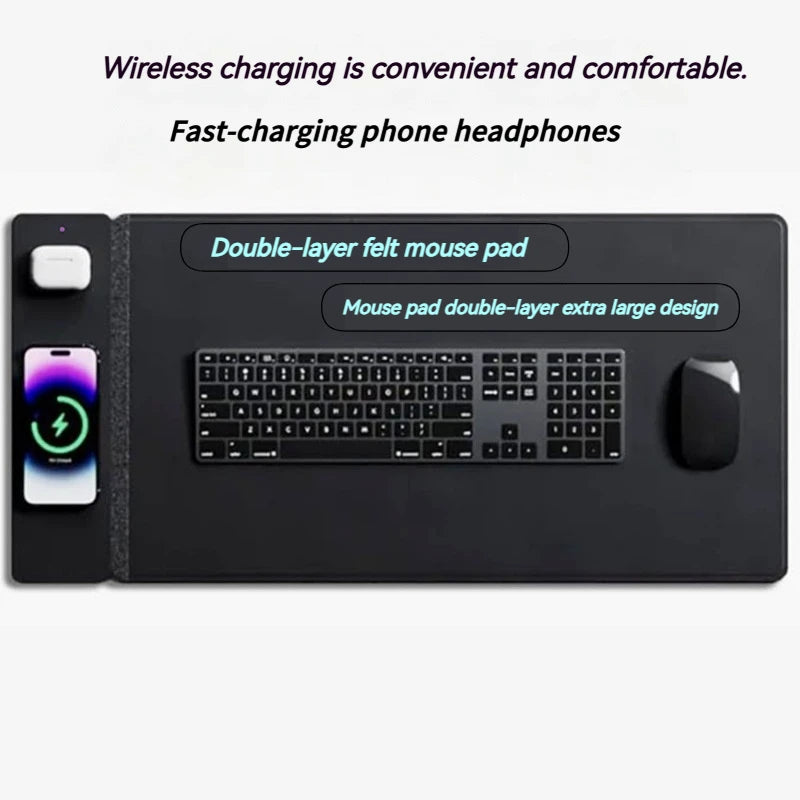 15W Fast Charging Magnetic Split 2-in-1 Wireless Charging Mouse Pad Keyboard Pad
