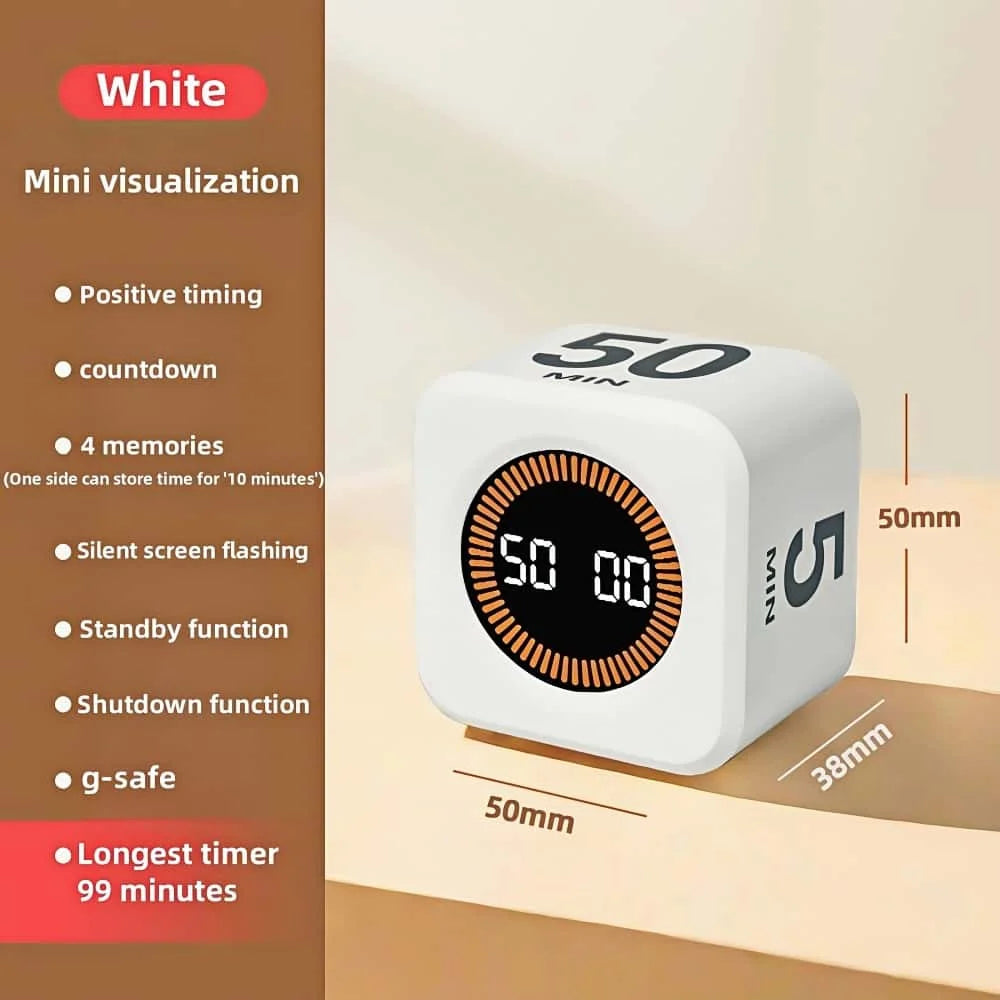 Gravity Sensor Timer Cube for Study, Visual Flip Timer with LED Screen