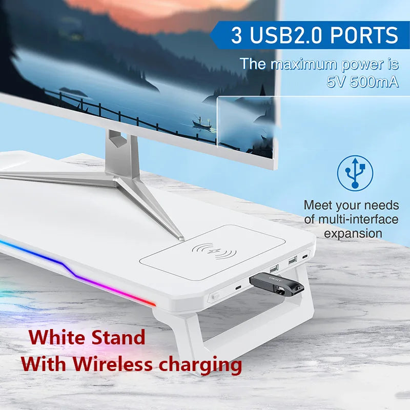 Wireless Charging Computer Stand with RGB Light Monitor Stand