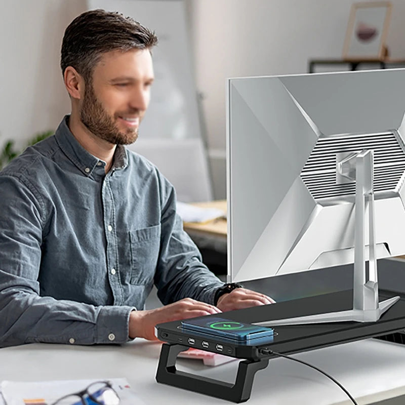 Wireless Charging Computer Stand with RGB Light Monitor Stand
