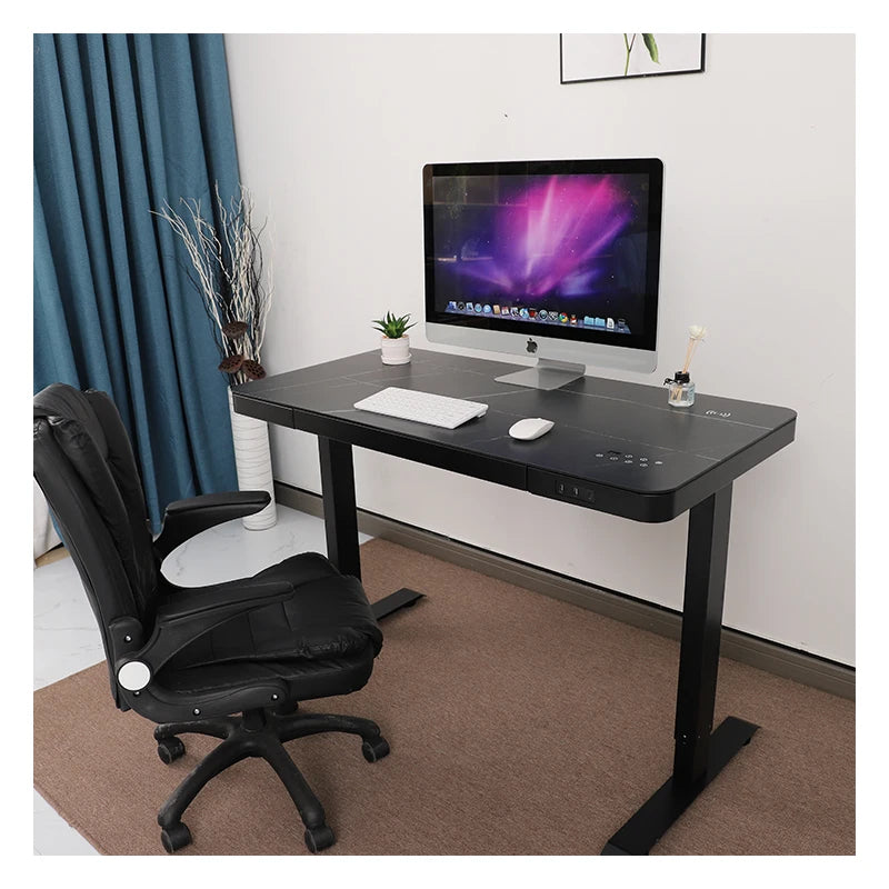 Glass Standing Desk, Wireless Charging Electric Desk