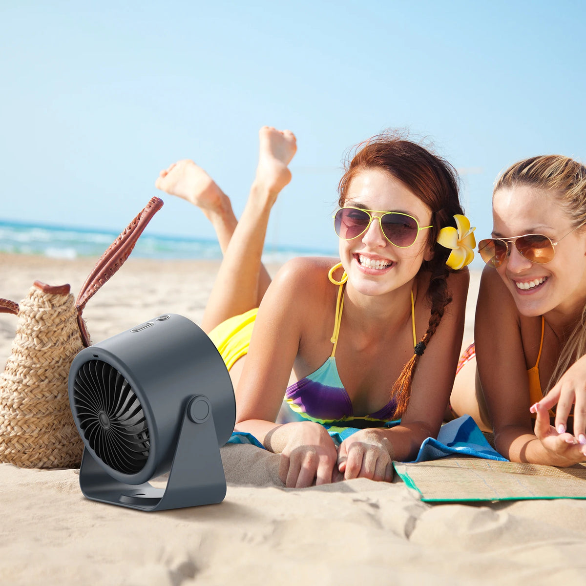 Powerful Rechargeable Turbo Fan – 100-Speed Portable Cooling Fan with LED Light