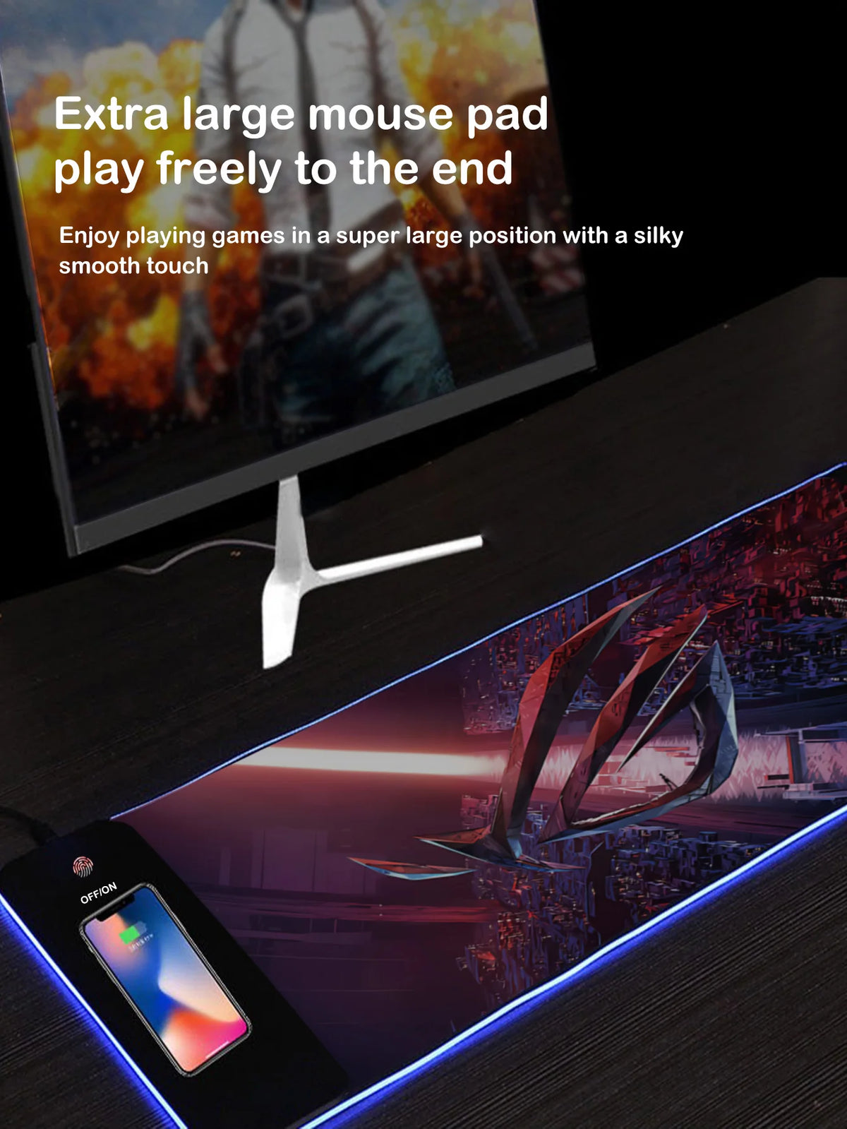 RGB Illuminated Multi - functional 15W Wireless Charging Mouse Pad
