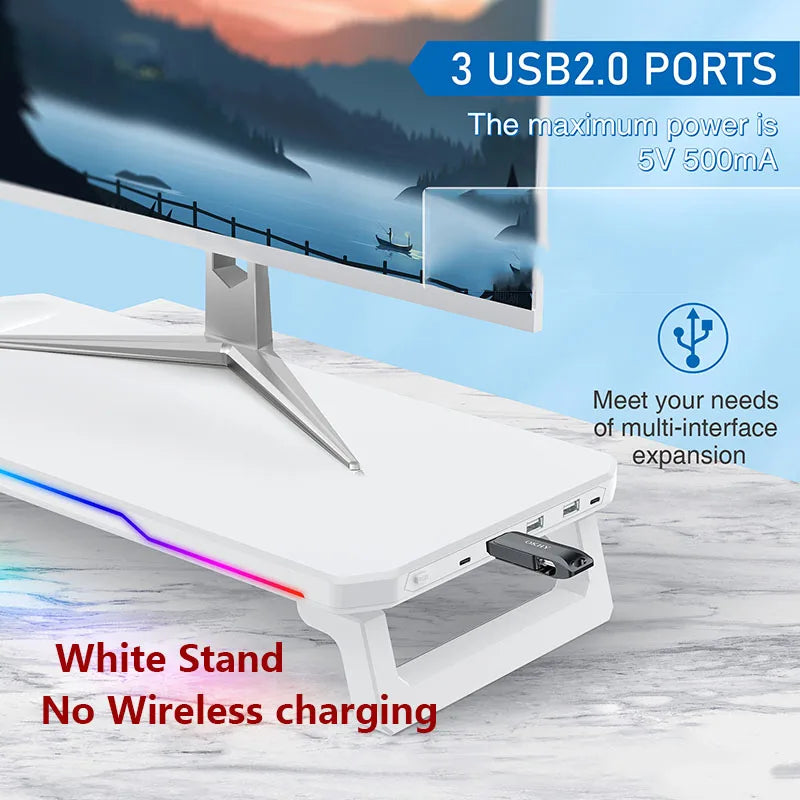 Wireless Charging Computer Stand with RGB Light Monitor Stand