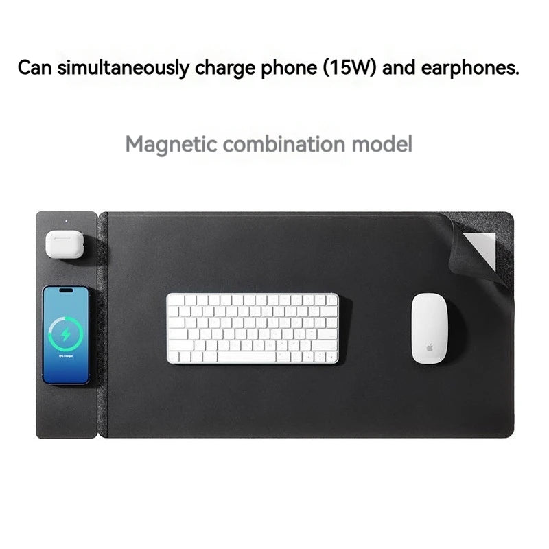 15W Fast Charging Magnetic Split 2-in-1 Wireless Charging Mouse Pad Keyboard Pad