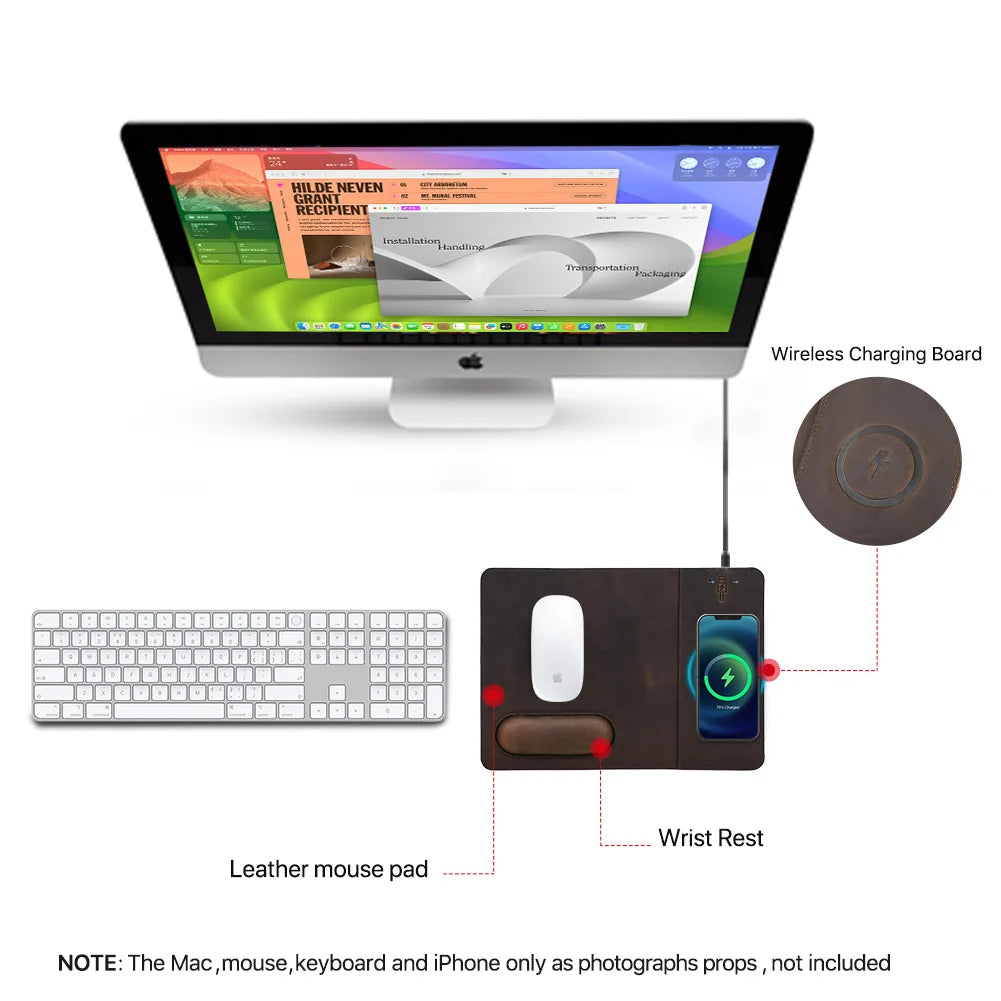 Genuine Leather Charging Mouse Mat