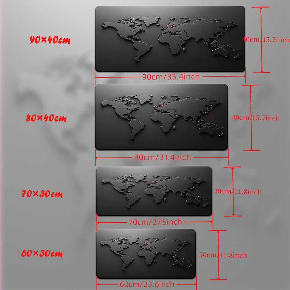 Black and Gray Gradient Map Design Mouse Pad Desk Mat