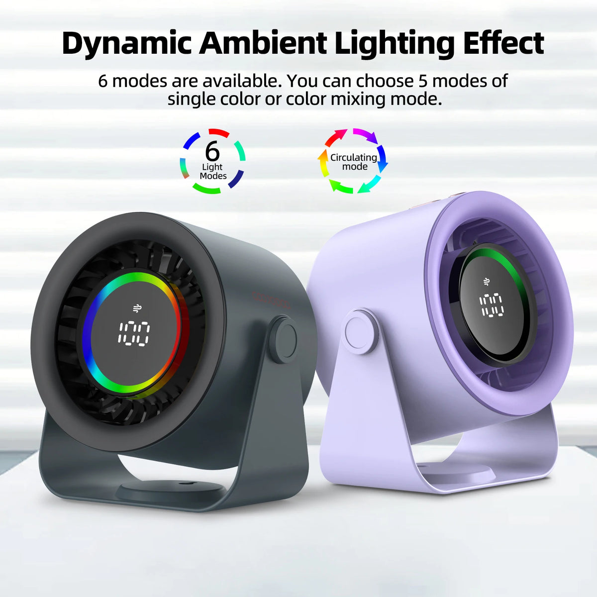 Powerful Rechargeable Turbo Fan – 100-Speed Portable Cooling Fan with LED Light