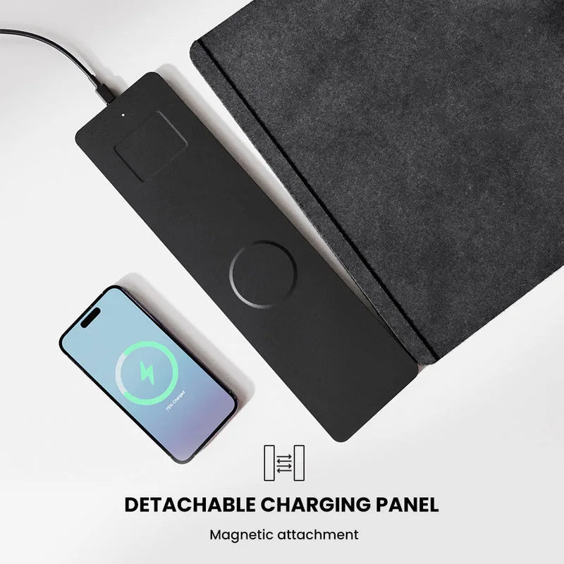 Desk Mat with 3-in-1 Wireless Charging Mouse Pad