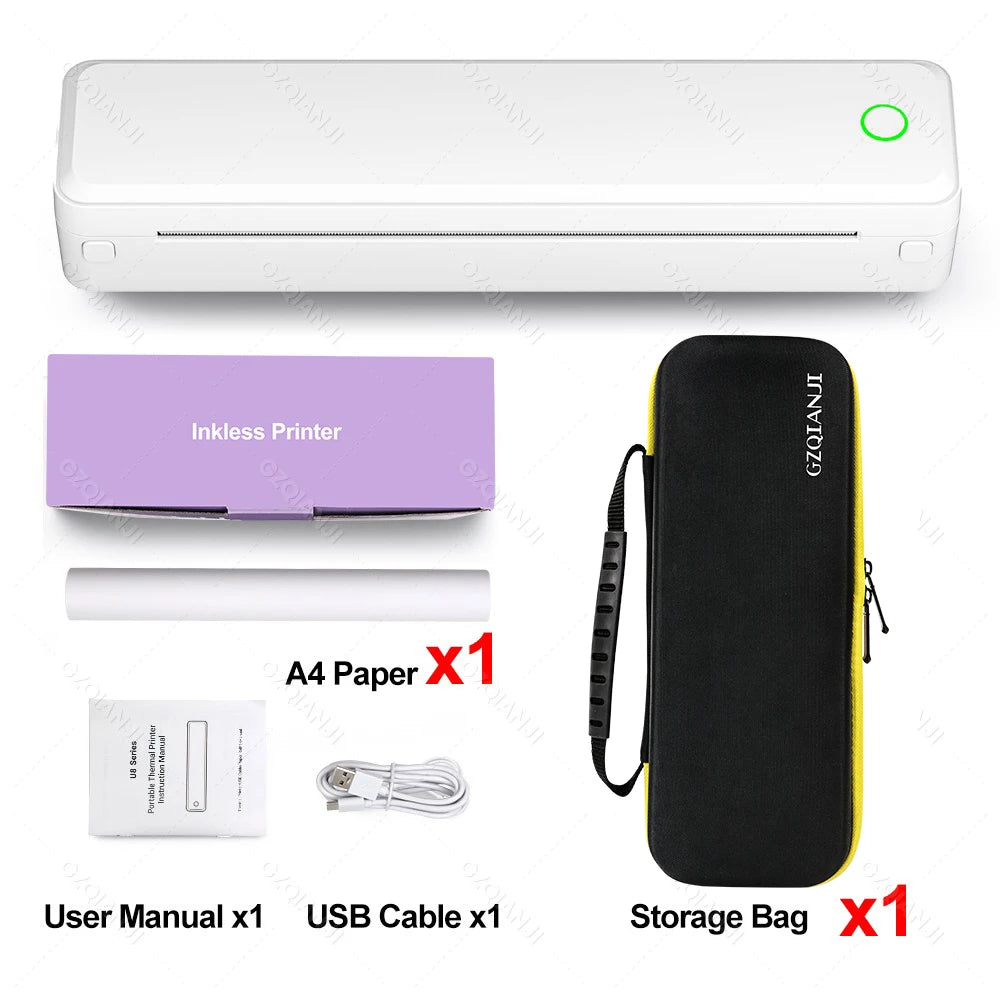 Bluetooth Inkless Portable A4 Thermal Printer