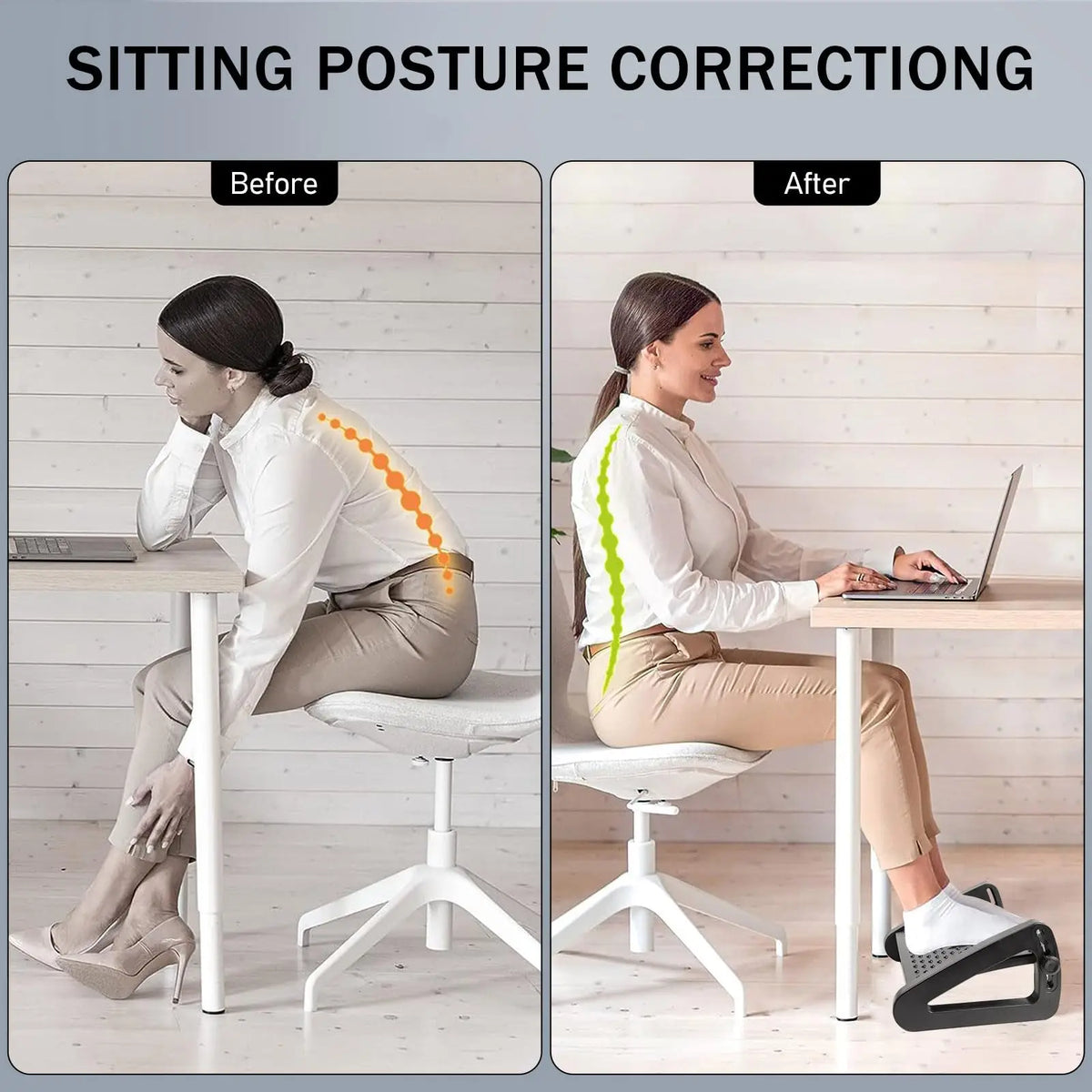 Under Desk Footrest Ergonomic Foot Stool with Massage Rollers