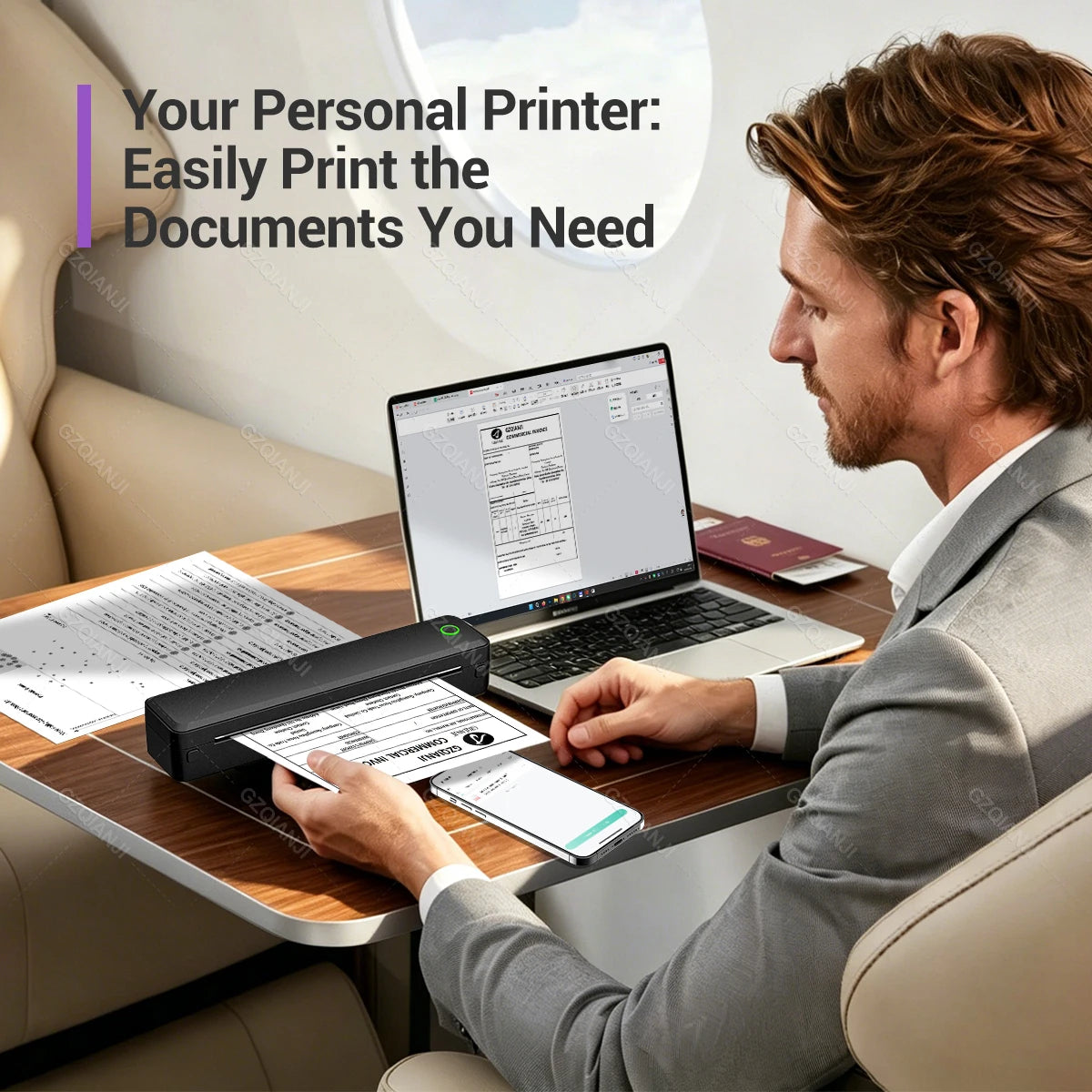 Bluetooth Inkless Portable A4 Thermal Printer