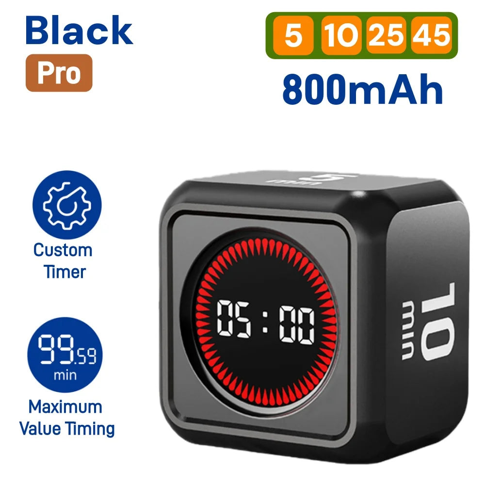 Gravity Sensor Timer Cube for Study, Visual Flip Timer with LED Screen