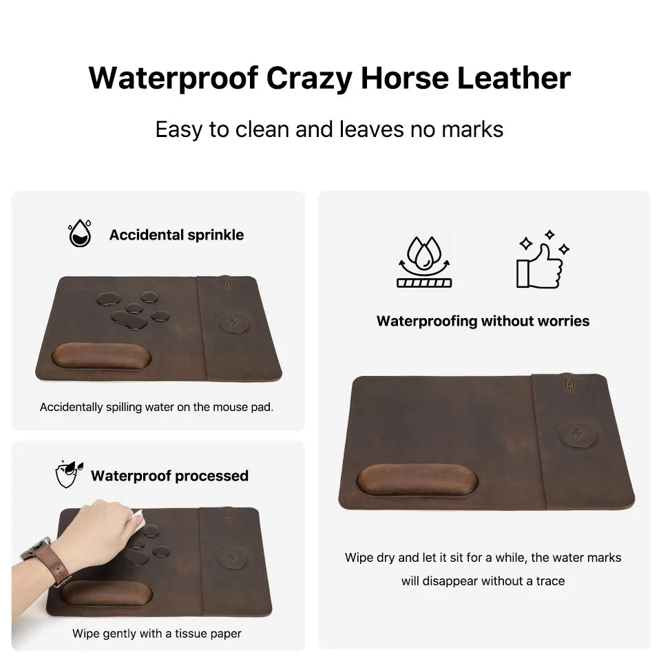 Genuine Leather Charging Mouse Mat