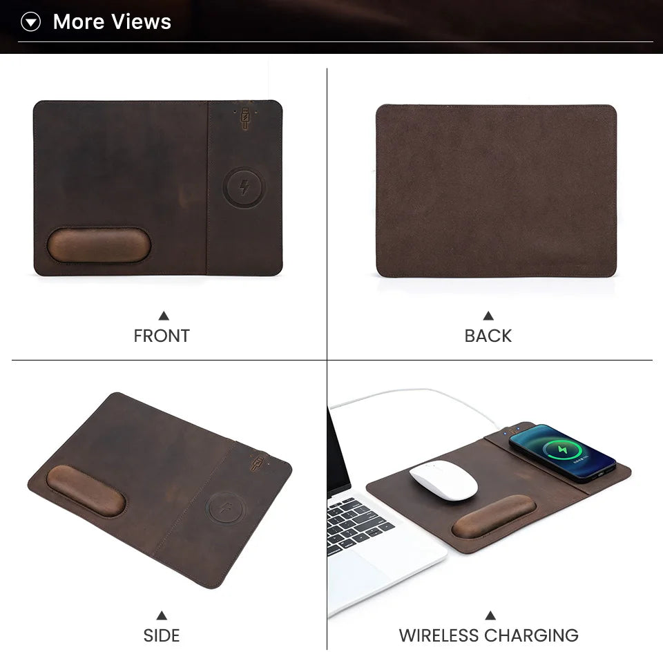 Genuine Leather Charging Mouse Mat