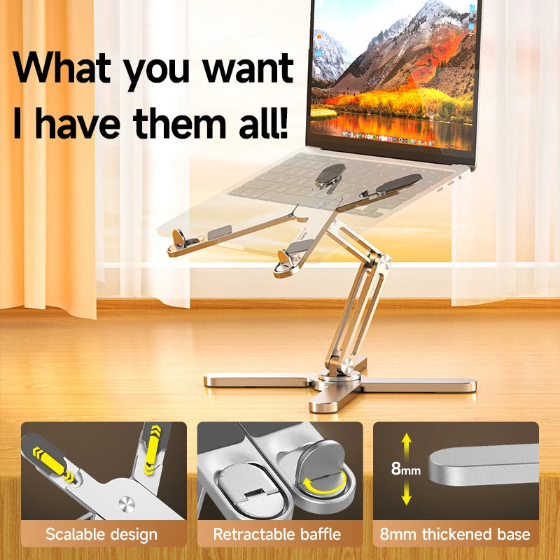 Foldable Laptop Stand 360°Rotation Notebook Table Aluminum Alloy Holder