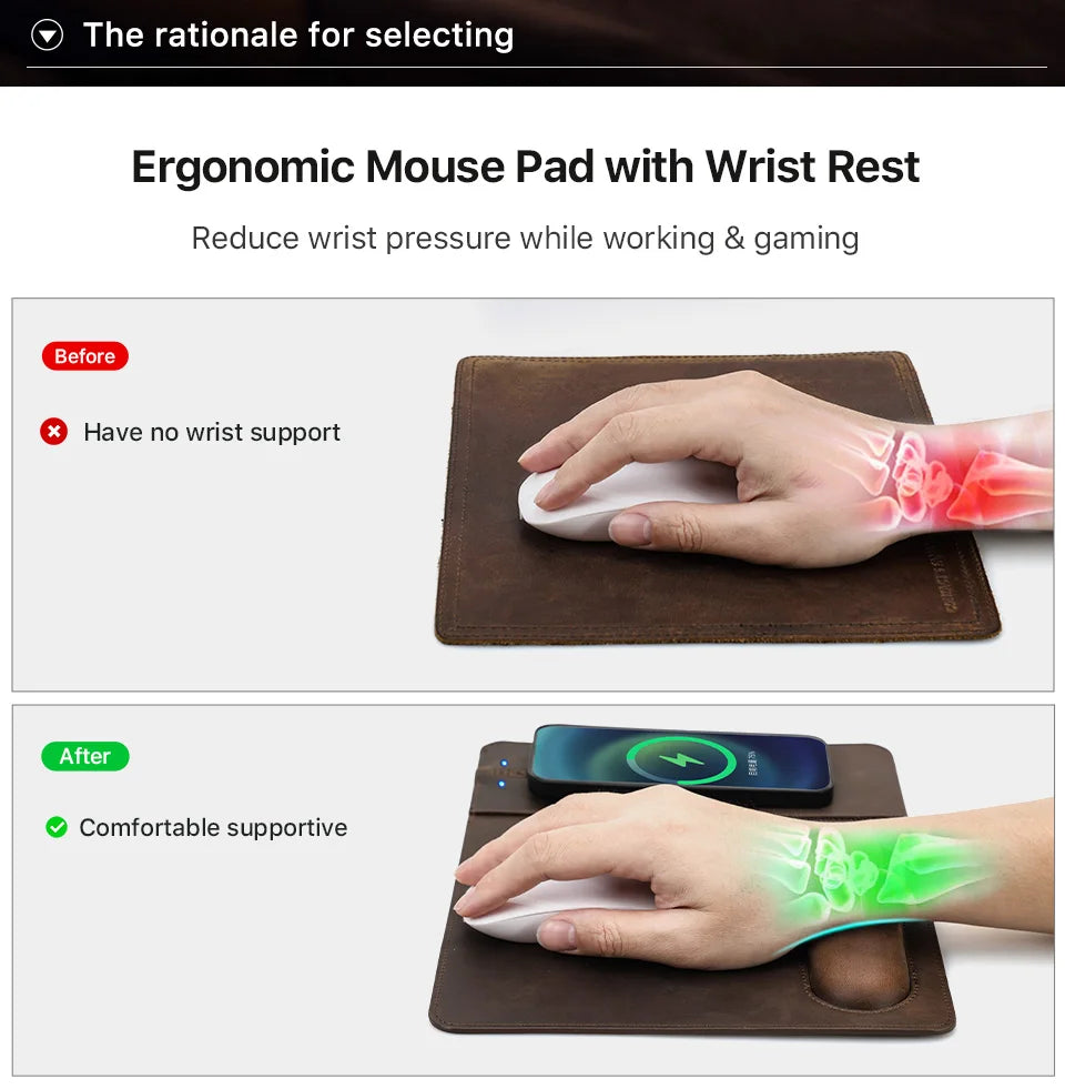 Genuine Leather Charging Mouse Mat