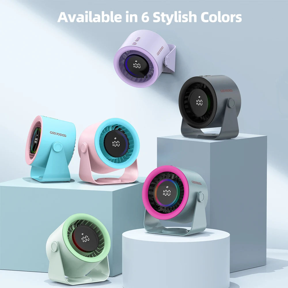 Powerful Rechargeable Turbo Fan – 100-Speed Portable Cooling Fan with LED Light