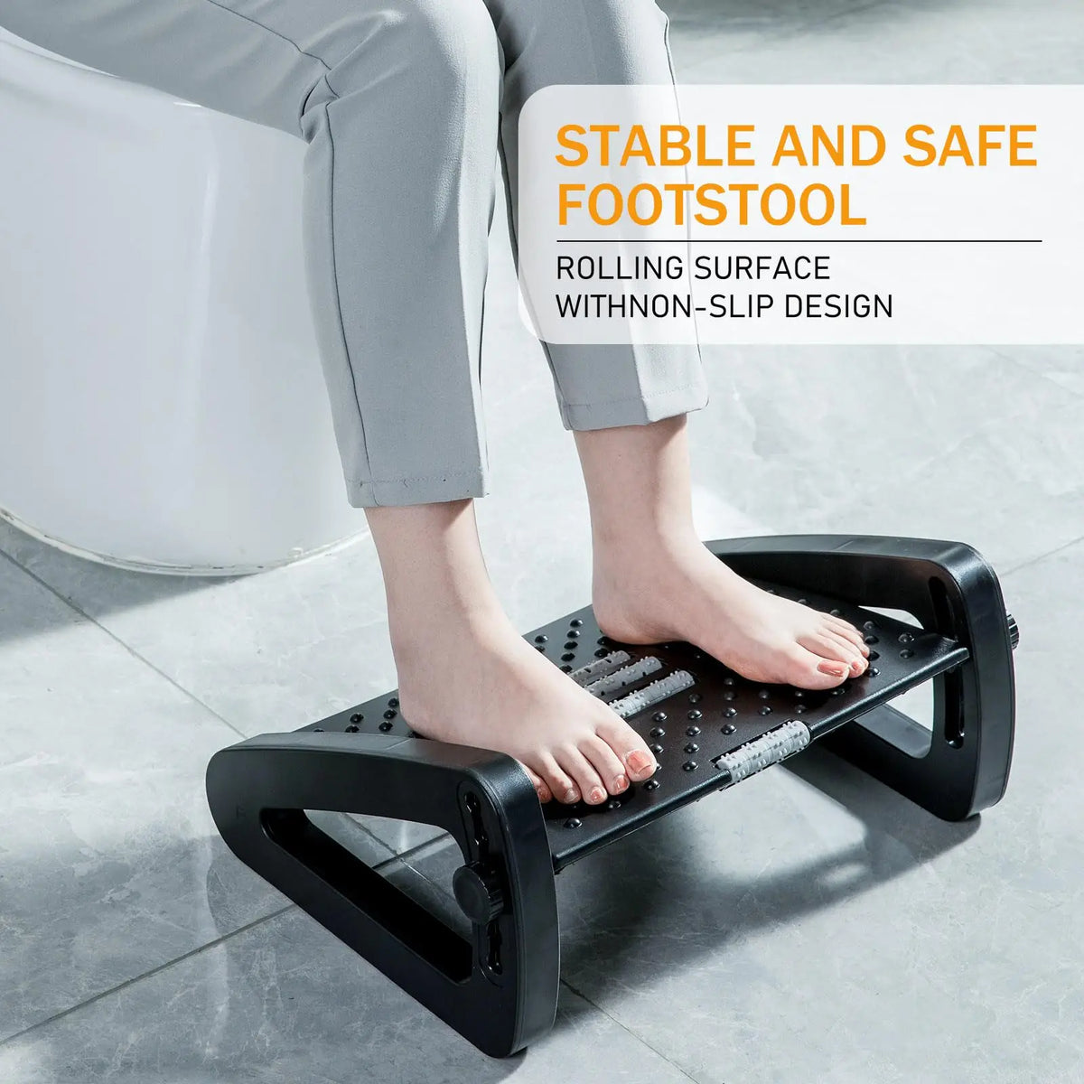 Under Desk Footrest Ergonomic Foot Stool with Massage Rollers