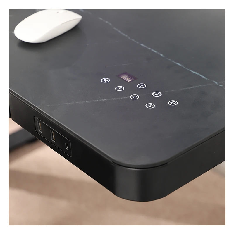 Glass Standing Desk, Wireless Charging Electric Desk