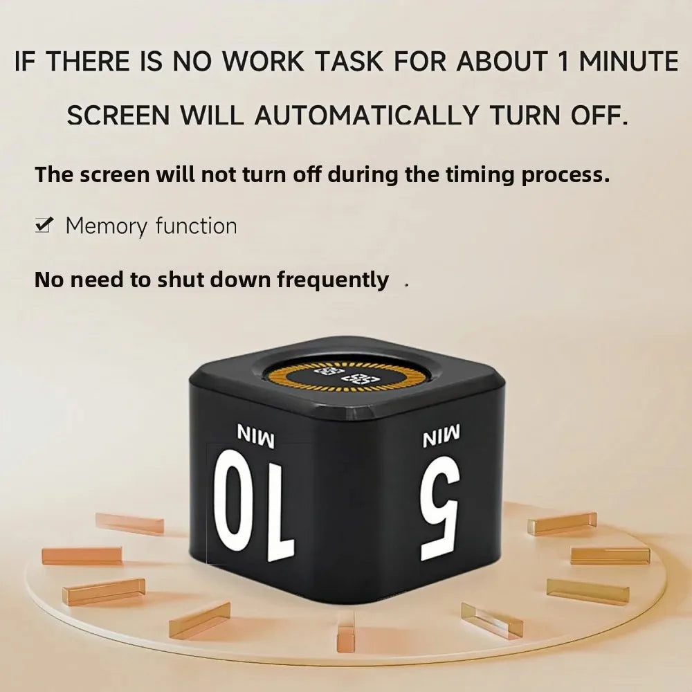 Gravity Sensor Timer Cube for Study, Visual Flip Timer with LED Screen