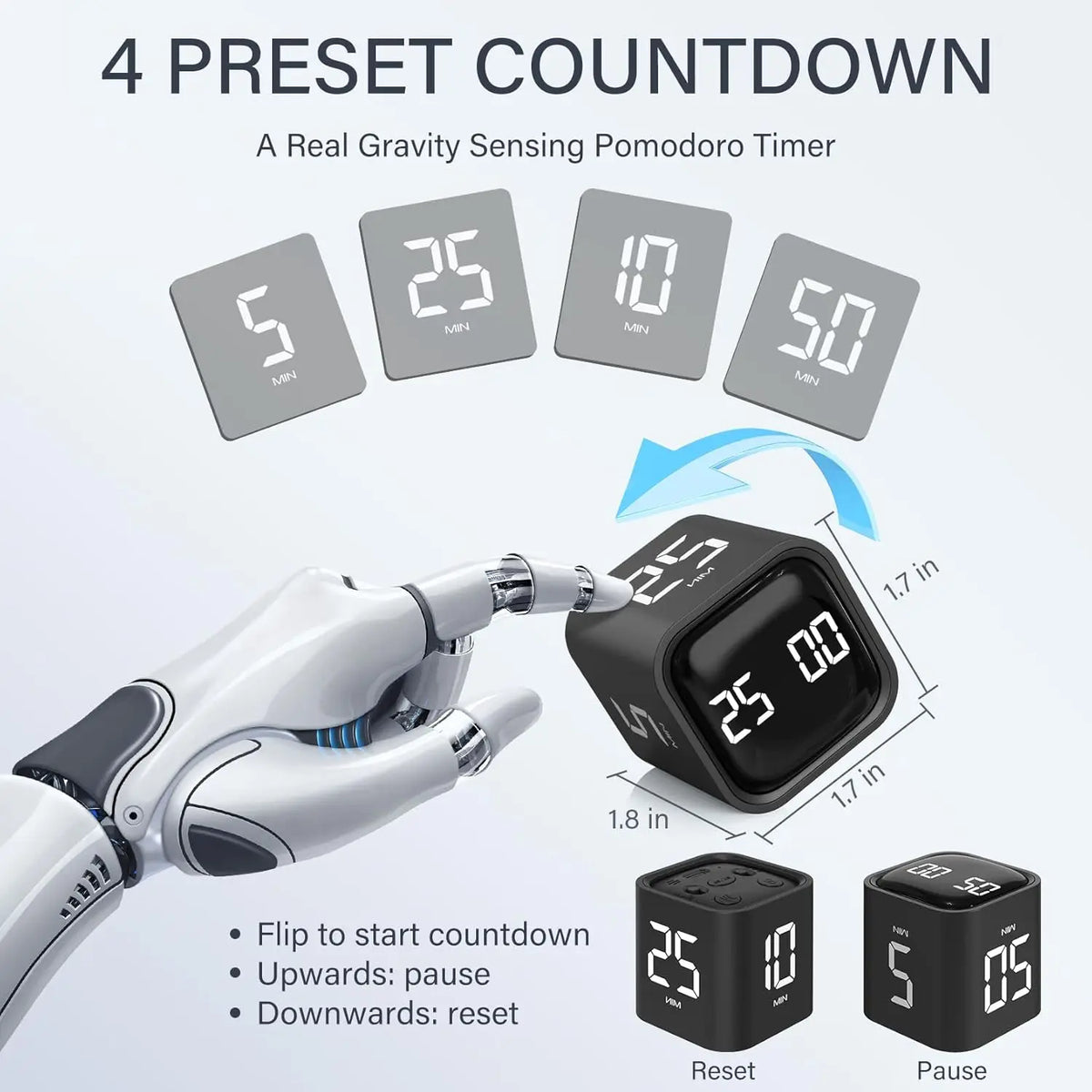 Pomodoro Timer, Gravity Sensor Flip Timer
