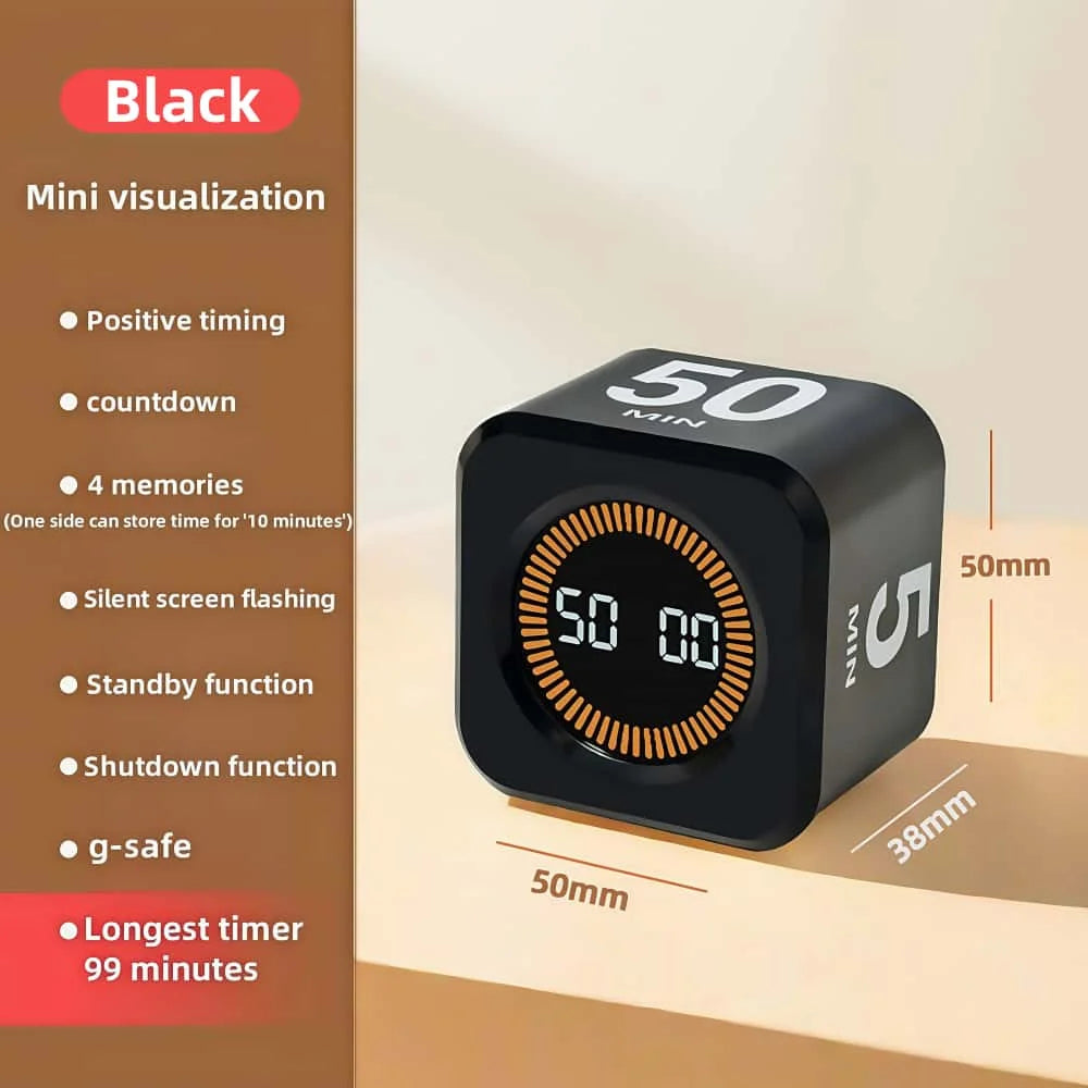 Gravity Sensor Timer Cube for Study, Visual Flip Timer with LED Screen
