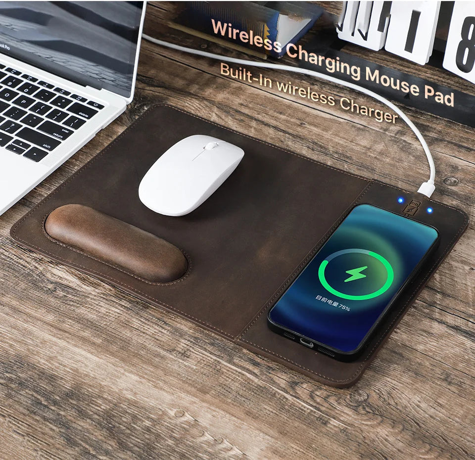 Genuine Leather Charging Mouse Mat